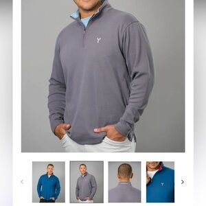 The Hamptons Men's Gray Quarter-Zip Pullover with Logo XL